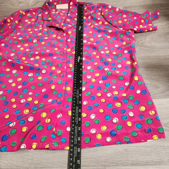 PENDLETON Sophisticates Vintage Pink Top 14 Buttoned Colorful Lightweight Dots‎ - Picture 7 of 12